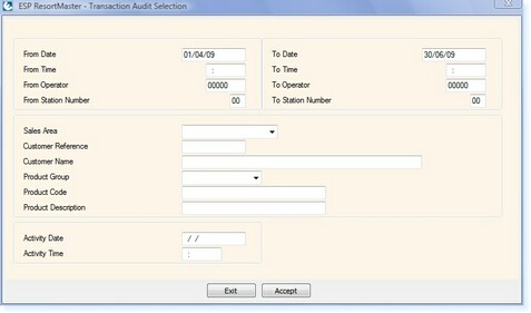 - Transaction Audit Filter Options -