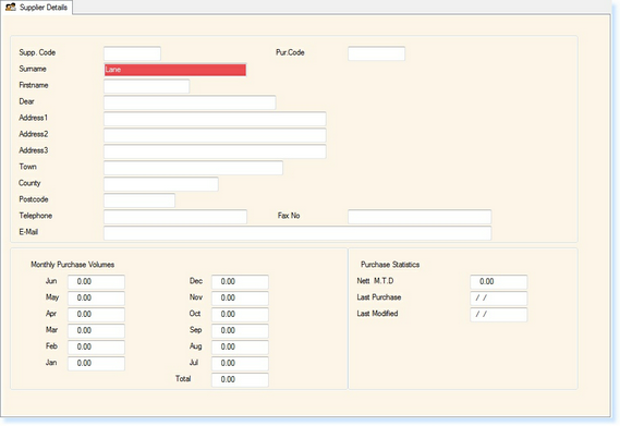 - Supplier Record -