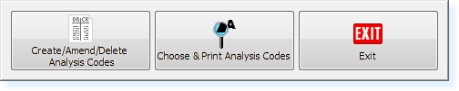 Menu Maintain Analysis Codes