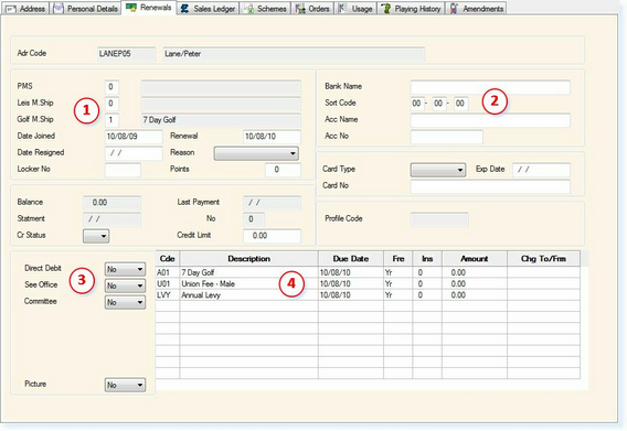 Screen Joining A Member - Renewals Page